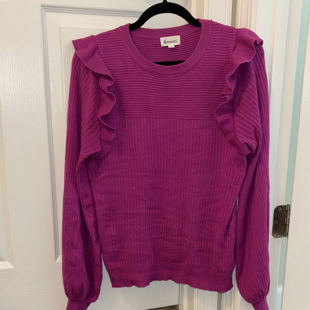 Women's Purple Ruffle Sweater Top